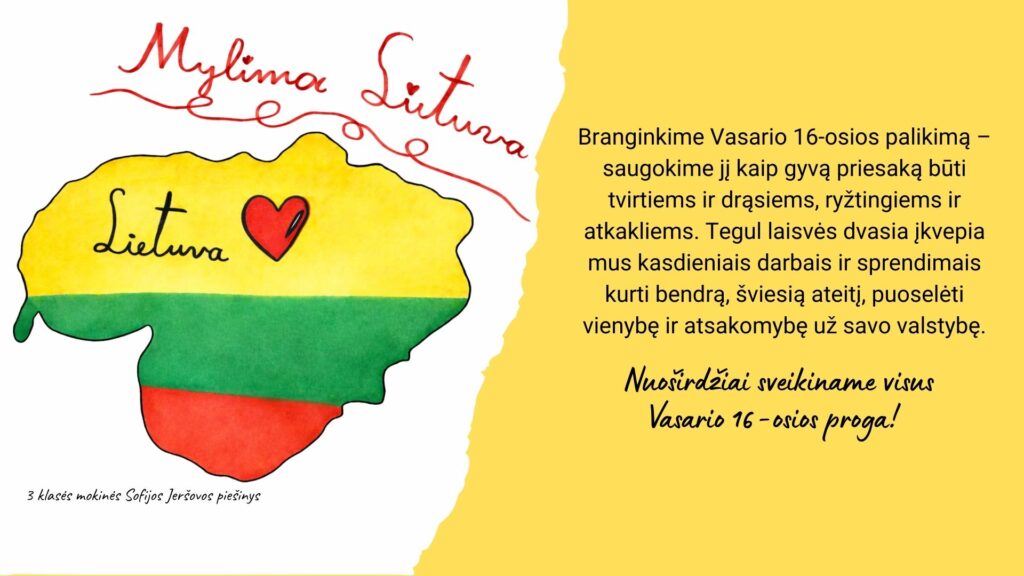 Sveikiname su Vasario 16-ąja – Lietuvos valstybės atkūrimo diena!